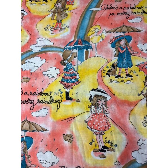 Roth Greeting Card Fabric Theres A Rainbow in Every Raindrop Kids & Umbrellas Pr - Picture 1 of 8